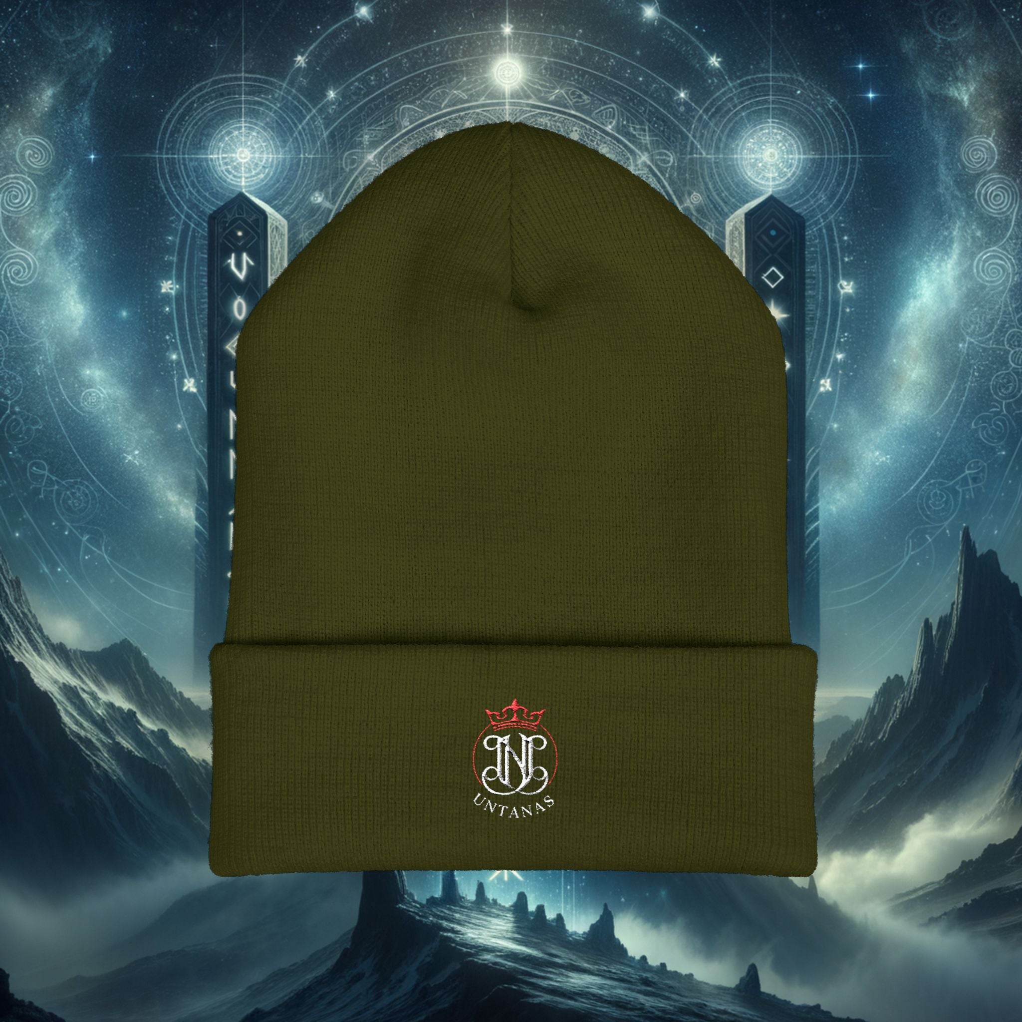 UNTANAS Logo Embroidered Beanie — "ignite your crown" Spiritual Knit Hat