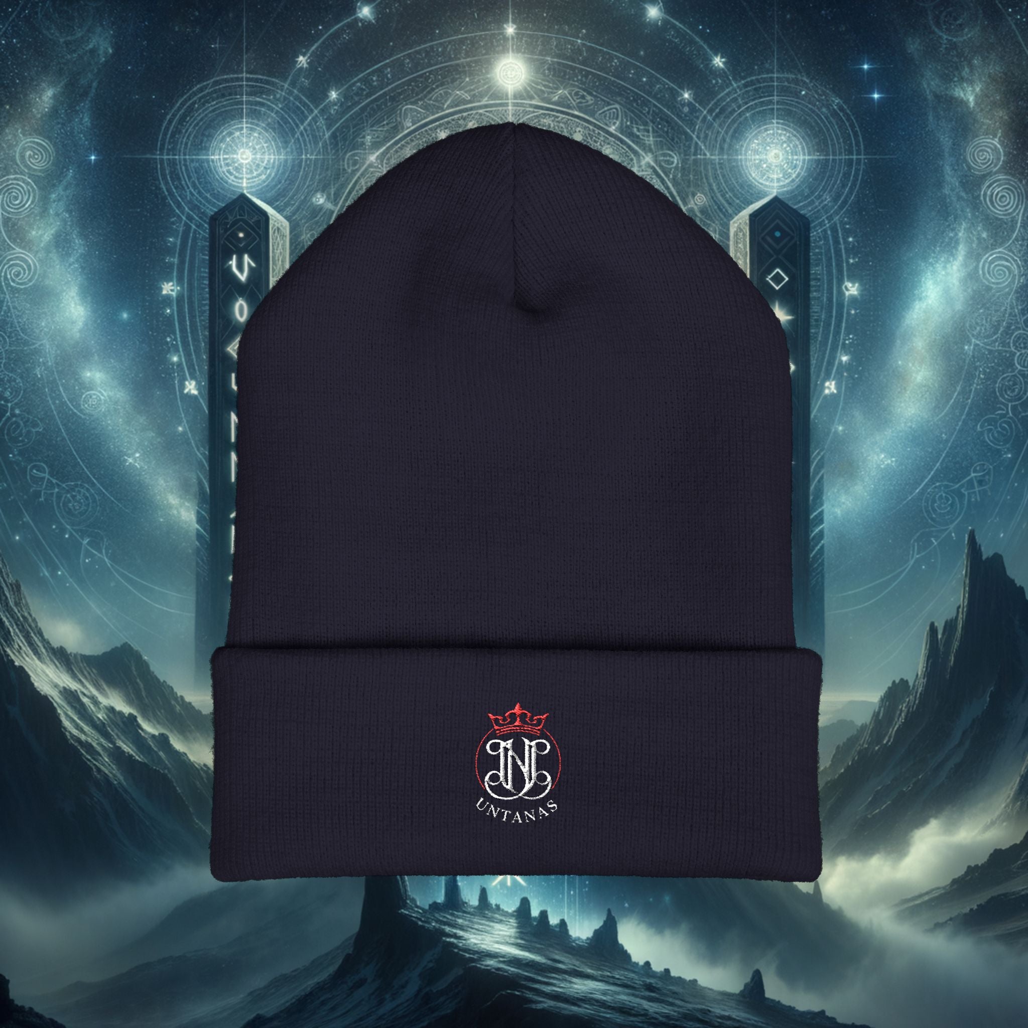 UNTANAS Logo Embroidered Beanie — "ignite your crown" Spiritual Knit Hat