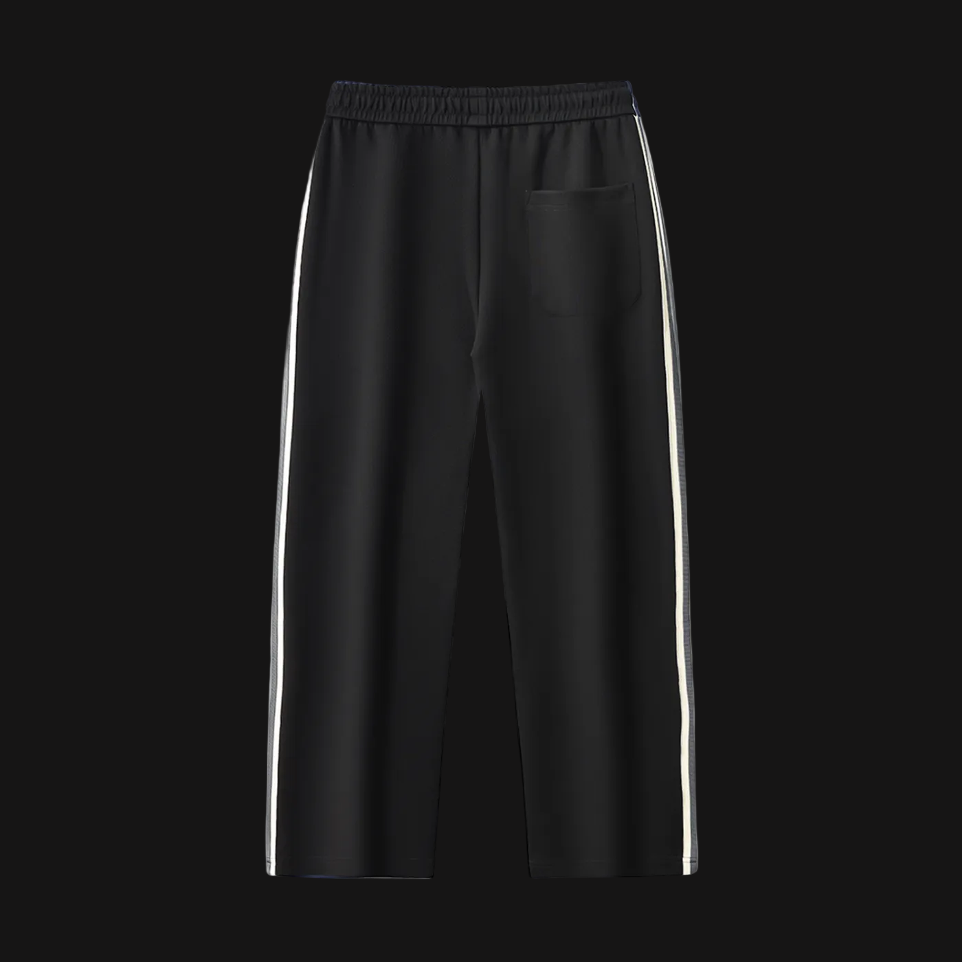 Black pants with white stripes on a white background