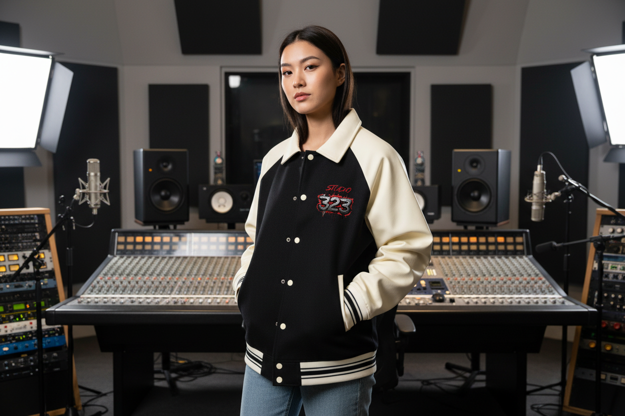 Studio 323 - Contrast Raglan Sleeve Baseball Jacket