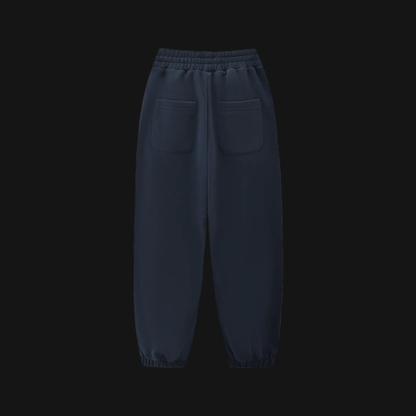 Navy blue jogger pants on a white background
