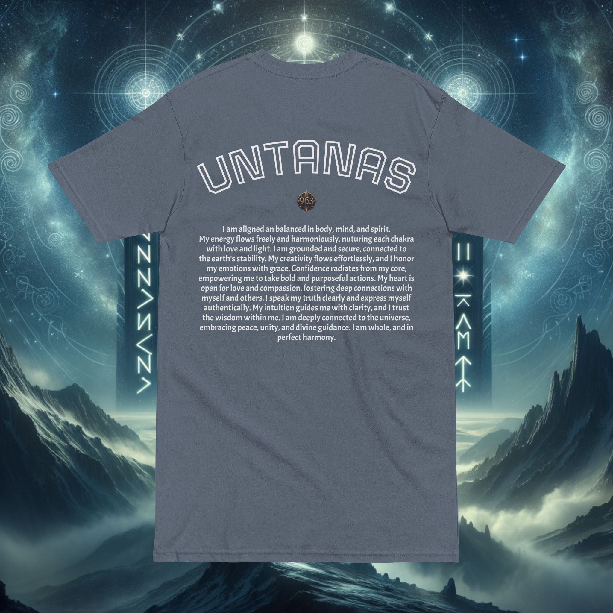 Spiritual Ascension 963 Graphic Tee — 'UNTANAS' Meditation & Chakra Awareness Shirt