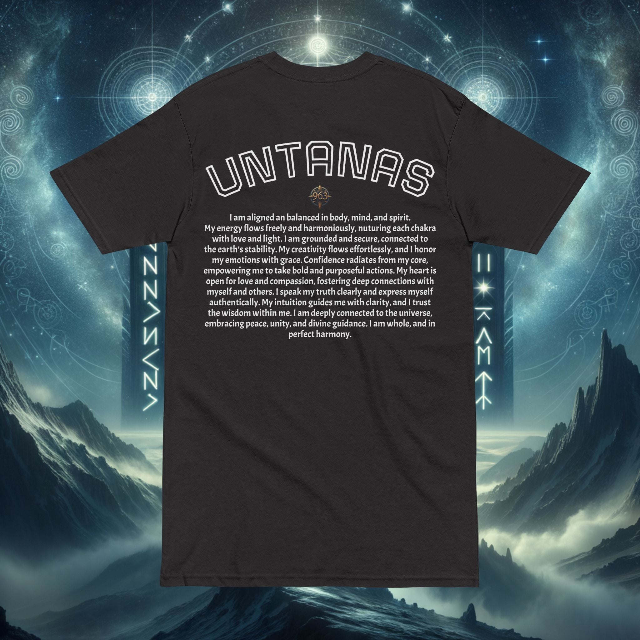 Spiritual Ascension 963 Graphic Tee — 'UNTANAS' Meditation & Chakra Awareness Shirt